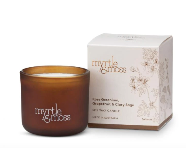 Rose Geranium, Grapefruit & Clary Sage 16hr Mini Soy Wax Candle